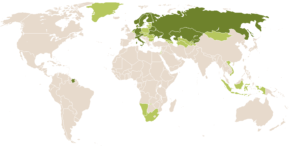 world popularity of Verena